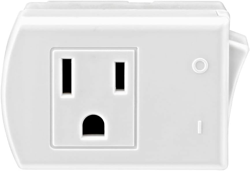Leviton 01470-744-00W 3-Wire Grounded Switch Tap with on/Off Button - White, 1-Pack